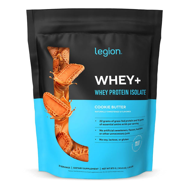 LEGION Whey+ Protein Whey Isolate from Grass Fed Cows - Whey Protein Isolate Powder Low Calorie, Non-GMO, Sugar Free, Lactose and Gluten Free, All Natural Protein Powder for Men & Women 30 Servings