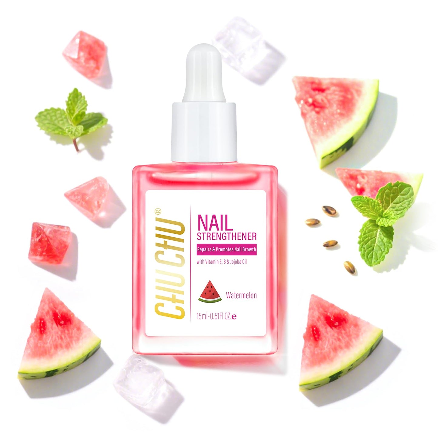CHUCHU Nail Growth and Strengthener Oil for Cuticle - Pineapple Scent Cuticle Oil Repair Moisturizing Treatment - Natural Jojoba Vitamin B & E Nail Oil for Dry Cracked Nails