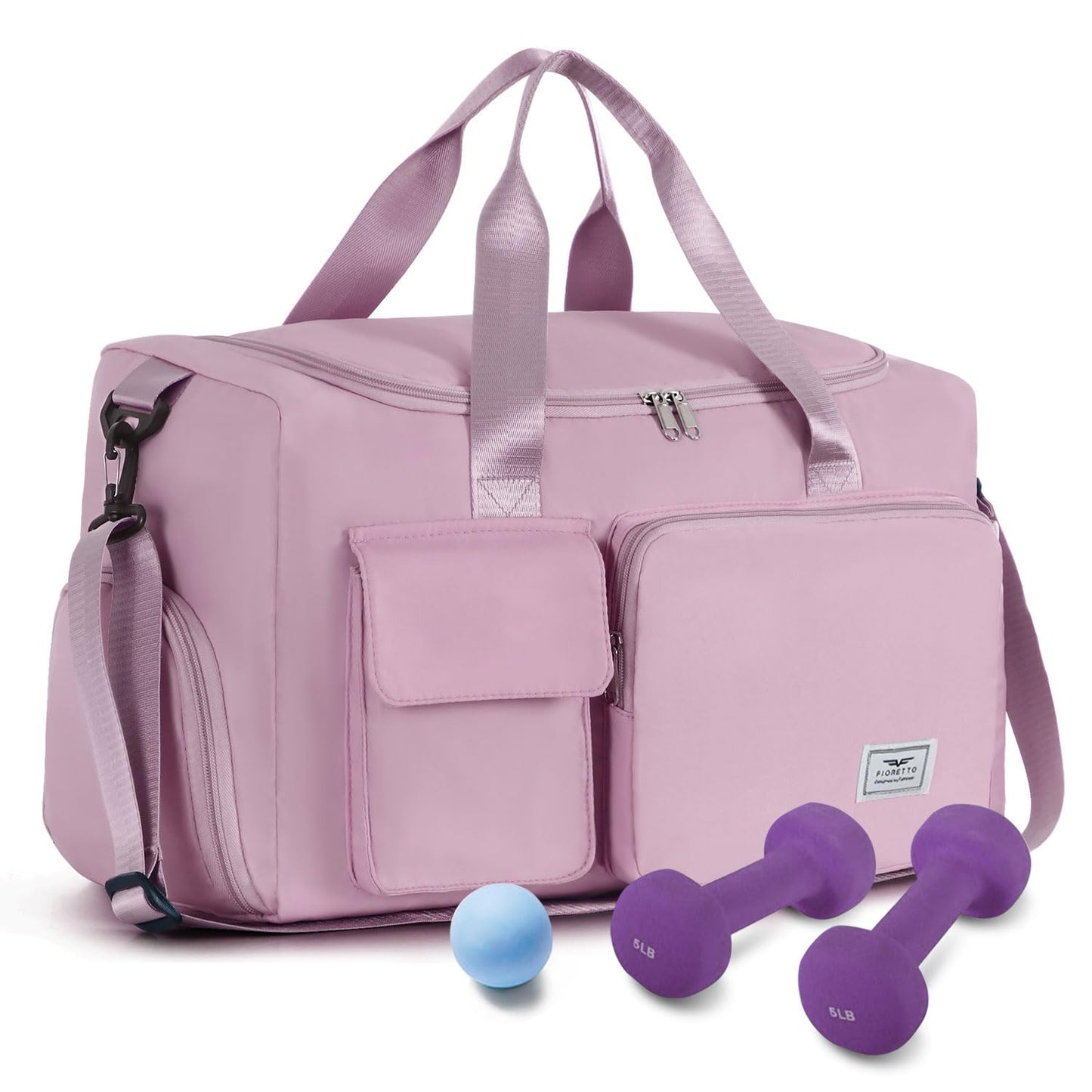 FIORETTO Women's Gym Duffle Bag with Shoes Compartment, 37L Capacity, Ideal for Travel, Gym, Sports, Duffel, Weekender