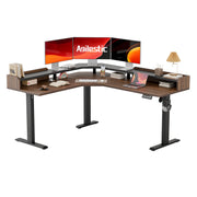 Agilestic L Shaped Standing Desk 63 x 55 inch Adjustable Height, Electric Corner Standing Desk, Sit Stand Computer Table with Splice Board, Rustic Brown