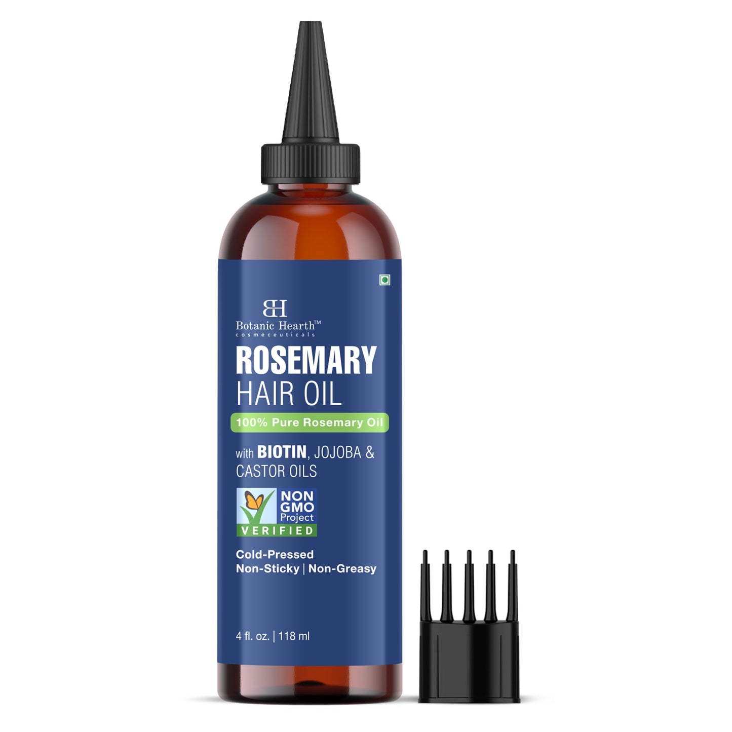 Botanic Hearth 100% Pure Rosemary Oil For Hair (2 Fl Oz) Infused With Biotin, Jojoba & Castor Oil | Hair Strengthening Treatment | Nourishing & Volumizing | Non Gmo Verified