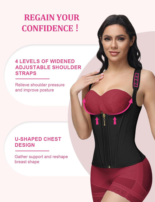 SHAPSHE Waist Trainer for Women, Tummy Control Sports Girdle, Workout Body Shaper with Adjustable Shoulder Strap