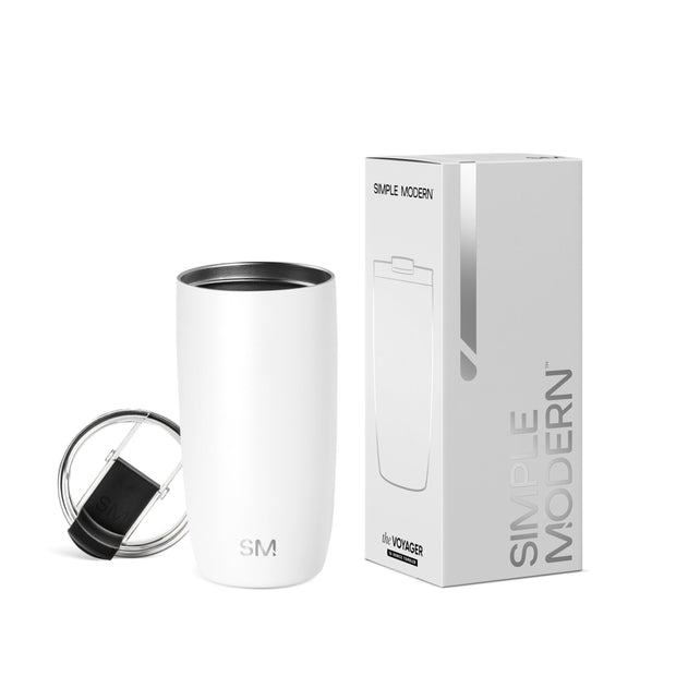 Simple Modern Travel Coffee Mug Tumbler with Flip Lid | Reusable Insulated Stainless Steel Cold Brew Iced Coffee Cup Thermos | Gifts for Women Men Him Her | Voyager Collection | 12oz | Almond Birch