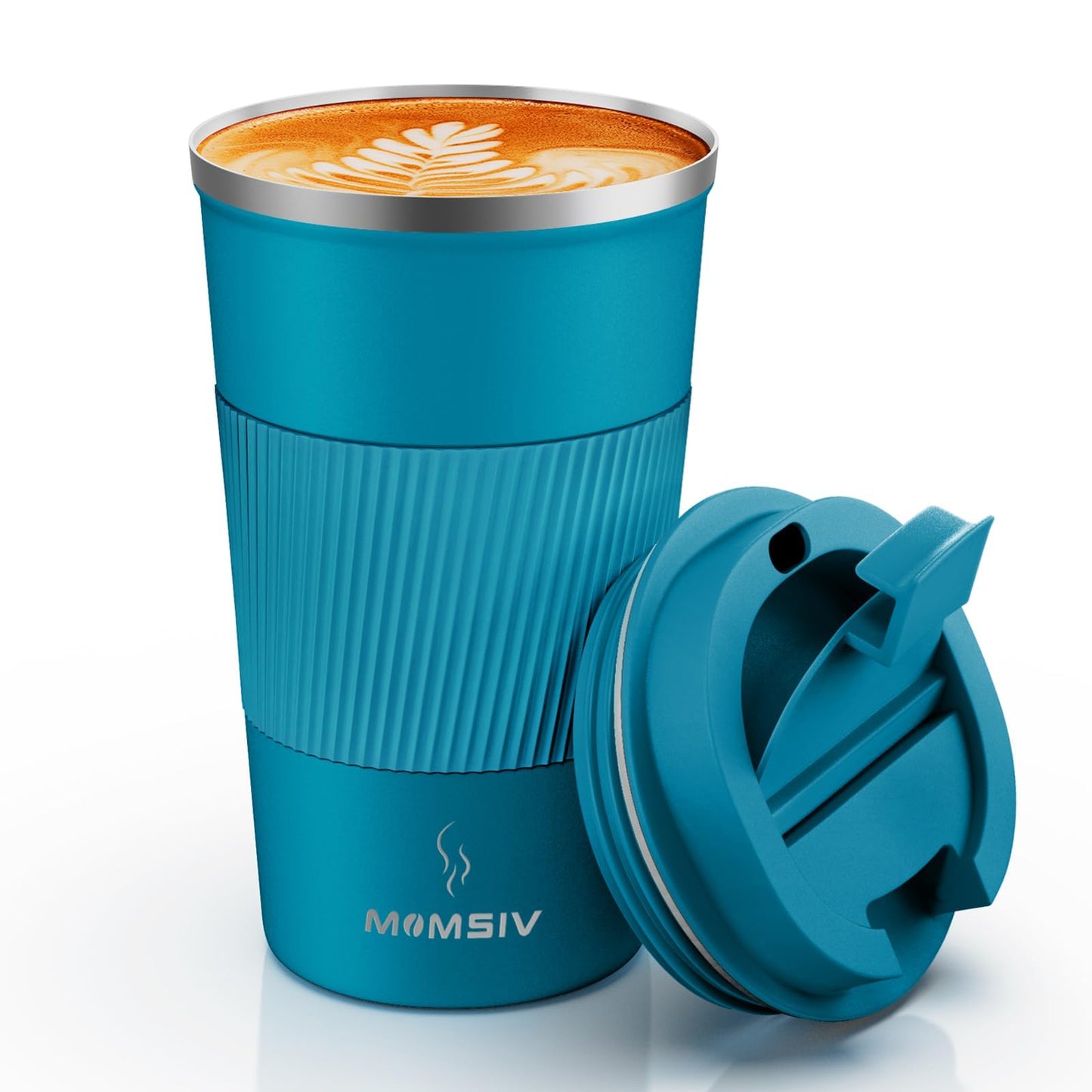 MOMSIV 12oz Travel Mug, Insulated Coffee Cup with Leakproof Lid, Travel Coffee Mug Vacuum Stainless Steel Double Walled Reusable Coffee Cup for Hot and Cold Water Coffee