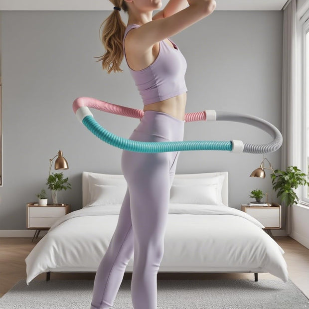 Weighted Hula Hoop for Adults - 2025 New Foldable Soft Spring Fitness Hoop for Waist Slimming, Home Workout & Travel