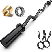 Olympic EZ Curl Barbell Bar 47",Mute Bearings - 2" Curl Bar for Weight Lifting, Hip Thrusts,Biceps,Squat-Home Gym Weight Bar-Chrome Curling Strength Training, 2Pcs Collars(800lbs Weight Capacity)