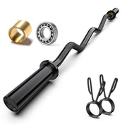 Olympic EZ Curl Barbell Bar 47",Mute Bearings - 2" Curl Bar for Weight Lifting, Hip Thrusts,Biceps,Squat-Home Gym Weight Bar-Chrome Curling Strength Training, 2Pcs Collars(800lbs Weight Capacity)