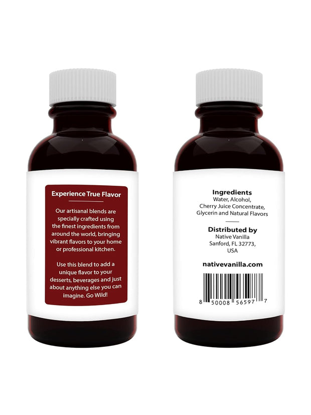 Native Vanilla - Pure Cherry Extract - 4 Fl Oz - Perfect for Cooking, Baking, and Dessert Crafting