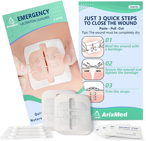 Zip Sutures Butterfly Bandaids, 4 Sets Emergency Wound Closures Device - Surgical Quality Laceration Repair Kit Without Stitches, Quick Clot Zip Sutures Laceration Kit