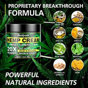 Natural Hemp Cream 8 fl oz - Arnica,MSM, Turmeric, Emu Oil, Menthol, Aloe - Muscles, Joints, Lower Back, Back, Knees, Neck, Fingers, Elbows,Body