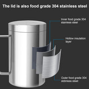 Stainless Steel Double Coffee Mug,16.5oz/500ml Tea Mug with Lid and Handle,Camping and Traveling Coffee Mug, 100% BPA Free,For Coffee, Tea,Juice,Milk, Hot and Cold Drinks (1 pc)