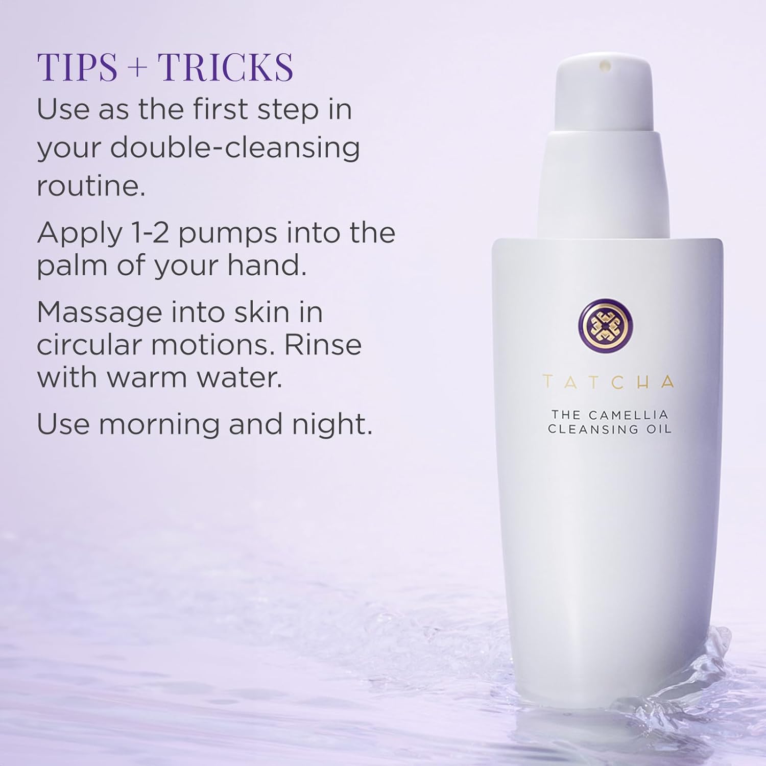TATCHA Pure One Step Camellia Cleansing Oil | 2 in 1 Makeup Remover Oil & Face Wash | 150 ml / 5.1 oz