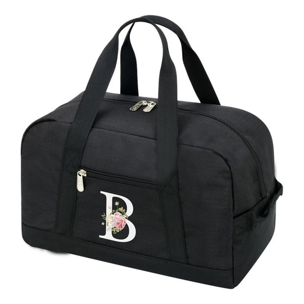 Small Gym Bag for Women Letter Style Small Duffle Bag for Travel Sport Carry on Bag-Black(Letter A)