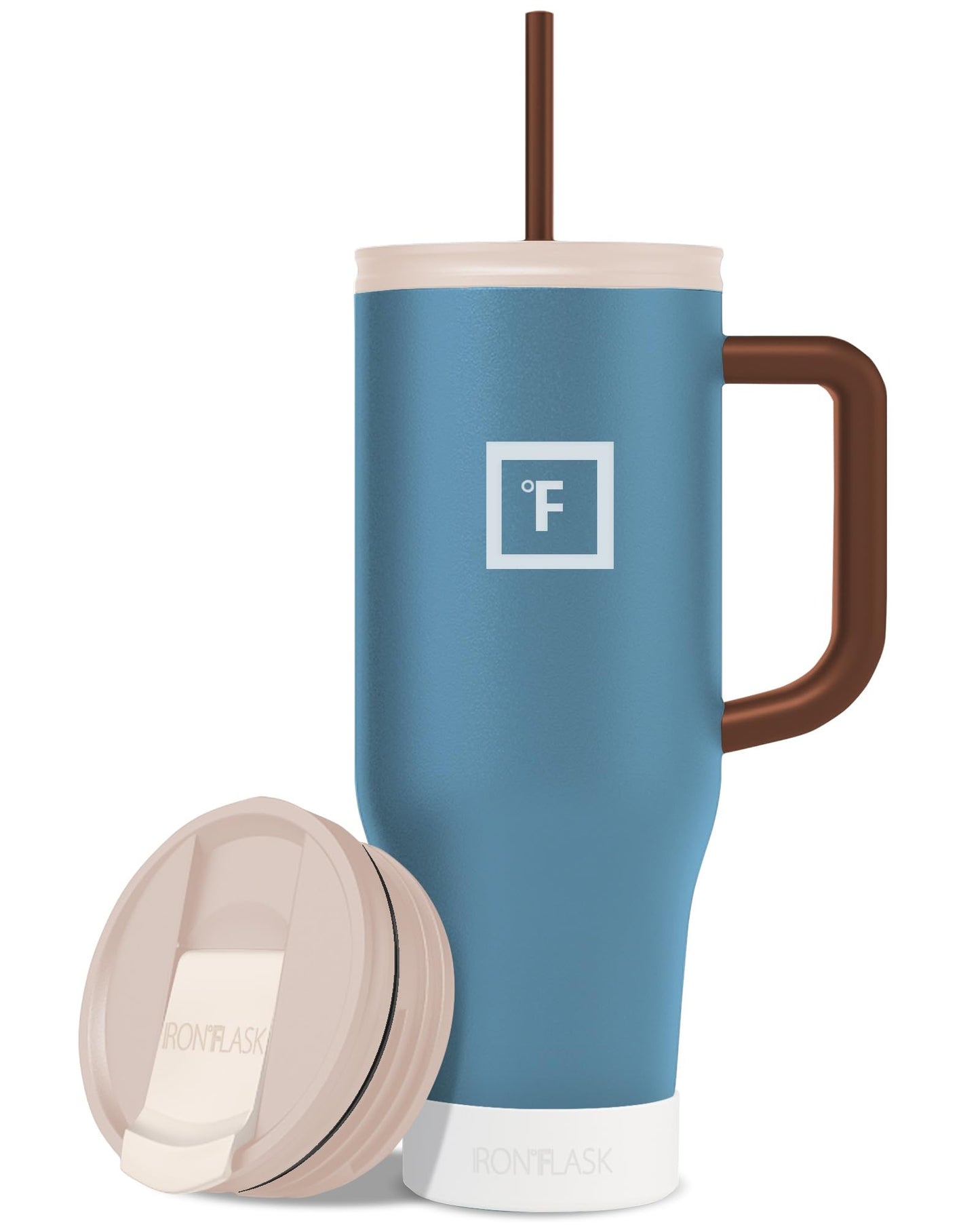 IRON °FLASK Co-Pilot Insulated Mug w/Straw & Flip Cap Lids - Cup Holder Bottle for Hot, Cold Drink - Leak-Proof - Water, Coffee Portable Travel Mug - Aurora, 32 Oz