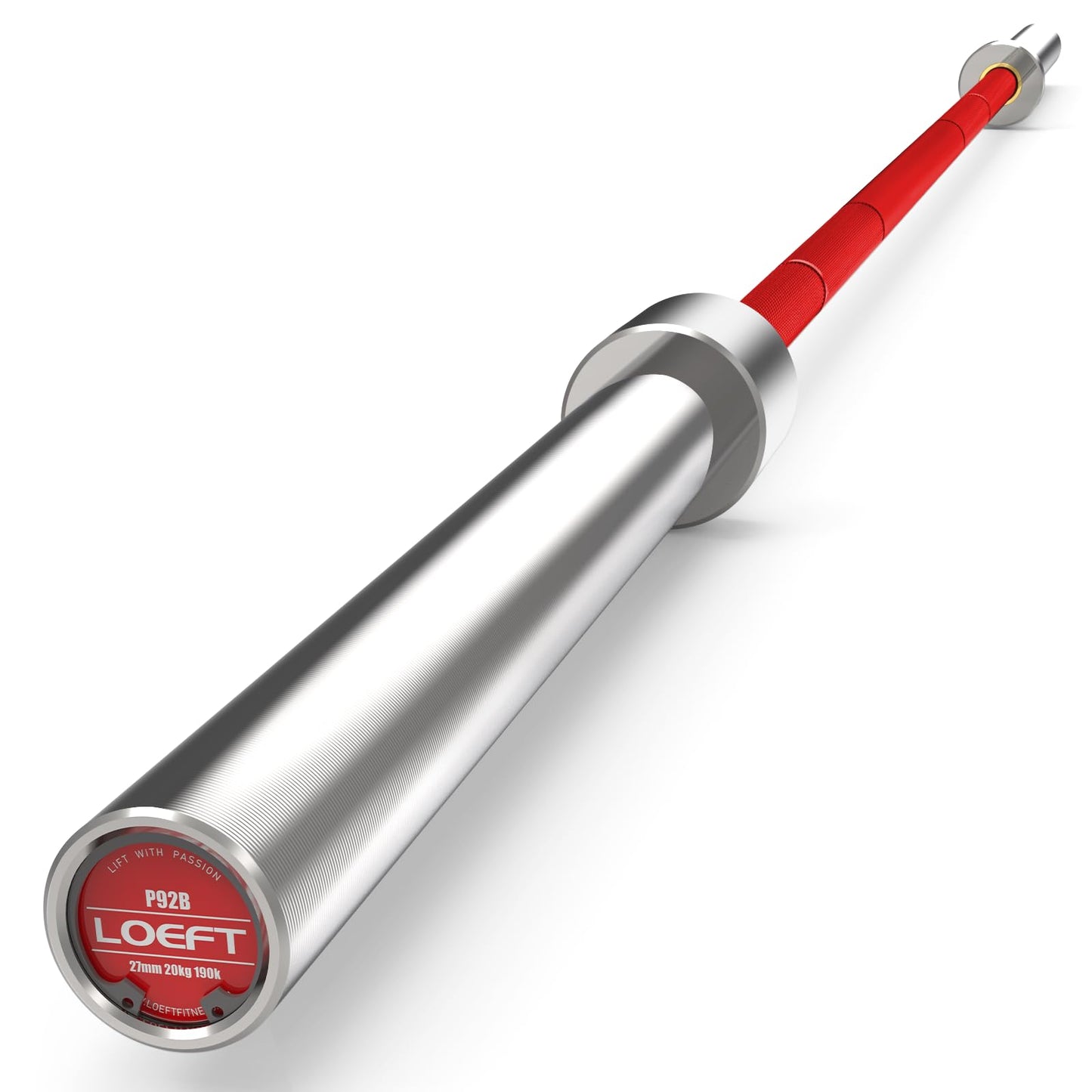 Professional Powerlifting Deadlift Barbell, 92in 27MM Olympic Barbell for Powerlifting, Deadlift Bar for 45lb 1500 lbs Weight Capacity 190K PSI, Enhanced Flex Weight Bar Fit 2" Weights