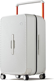 mixi 26 Inch Large Checked Luggage Suitcase with Spinner Wheels Upgrade Wide Handle PC Hard Shell Rolling Travel Suitcase with TSA Lock, Smoke White