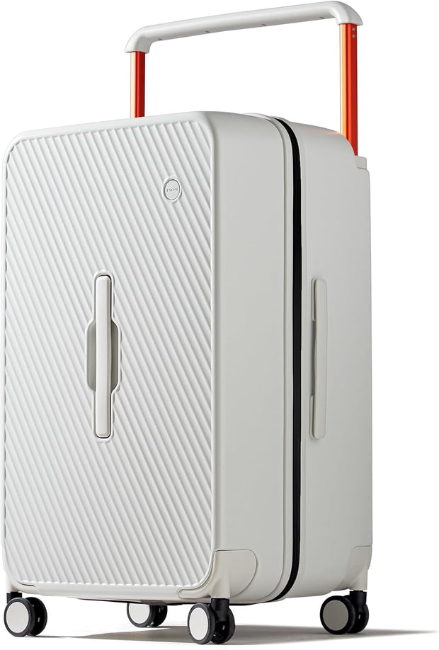 mixi 26 Inch Large Checked Luggage Suitcase with Spinner Wheels Upgrade Wide Handle PC Hard Shell Rolling Travel Suitcase with TSA Lock, Smoke White