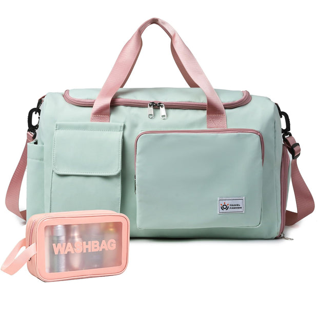 Small Gym Bag for Women, Travel Duffle Bag Carry On Weekender Bag with Shoe Compartment