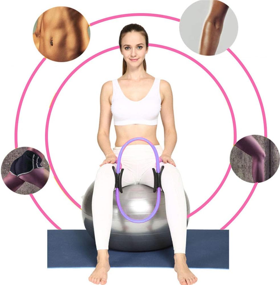 ZJchao Yoga Pilates Ring Circle for Thighs Legs Fitness Strengthen Core Back Improve Muscle Mobility Lightweight Portable Green Pink Black 15 in Diameter (Violet)