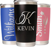 Personalized Tumbler with Engraved Name - Personalized Fathers Day Cup Gifts - Custom Stainless Steel 20 Oz Coffee Tumbler with Lid - Custom Birthday Gifts for Dad Husband