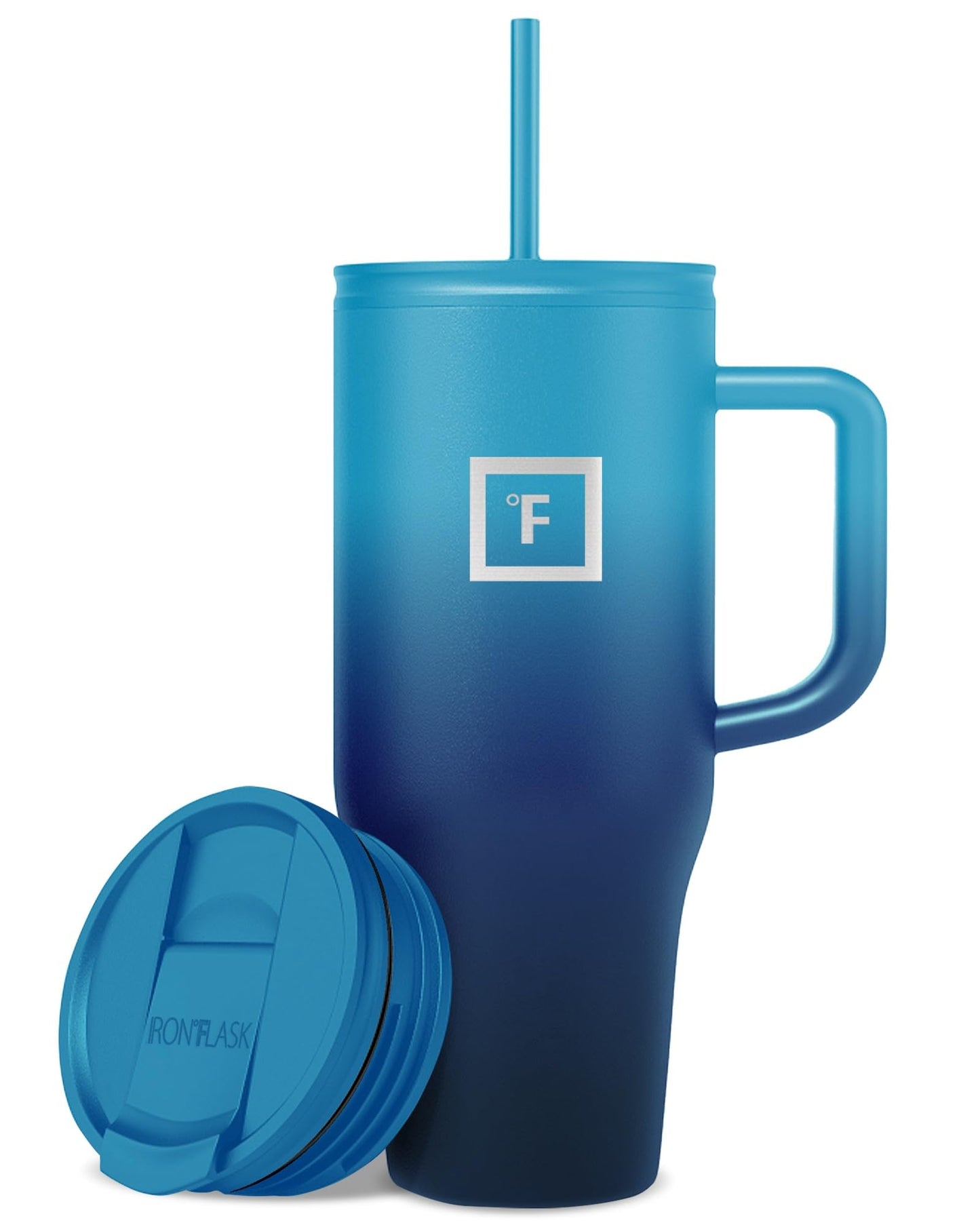IRON °FLASK Co-Pilot Insulated Mug w/Straw & Flip Cap Lids - Cup Holder Bottle for Hot, Cold Drink - Leak-Proof - Water, Coffee Portable Travel Mug - Aurora, 32 Oz