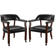 Steve Silver Furniture Tournament Arm Dining Chair with Casters, Upholstered w/Nailhead Trim, for Living Room, Dining Room, Vegan Leather, 18-Inch Seat Height, 25" W x 25" D x 31" H, Black