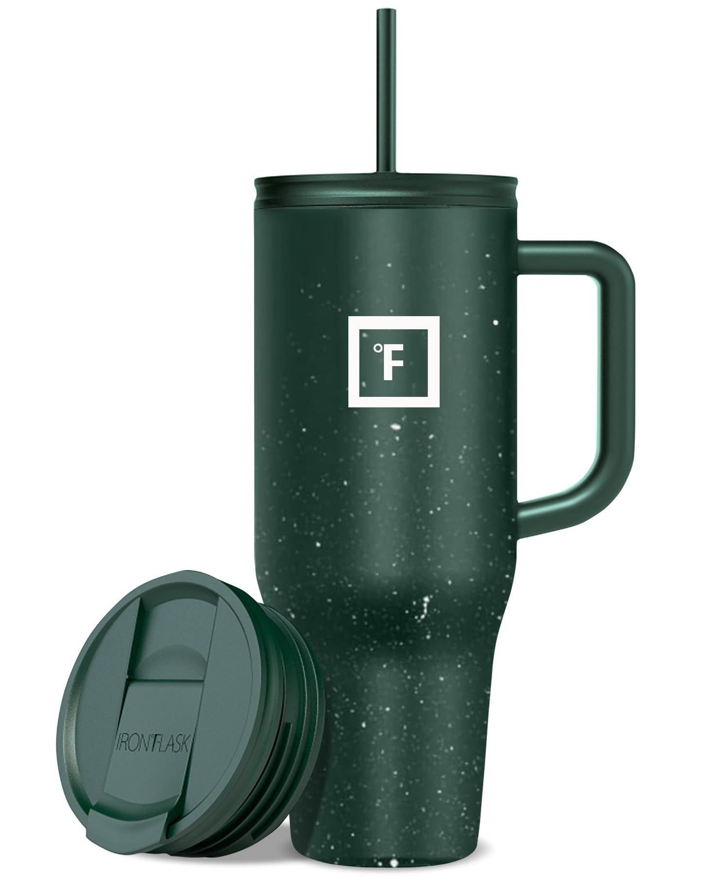 IRON °FLASK Co-Pilot Insulated Mug w/Straw & Flip Cap Lids - Cup Holder Bottle for Hot, Cold Drink - Leak-Proof - Water, Coffee Portable Travel Mug - Aurora, 32 Oz