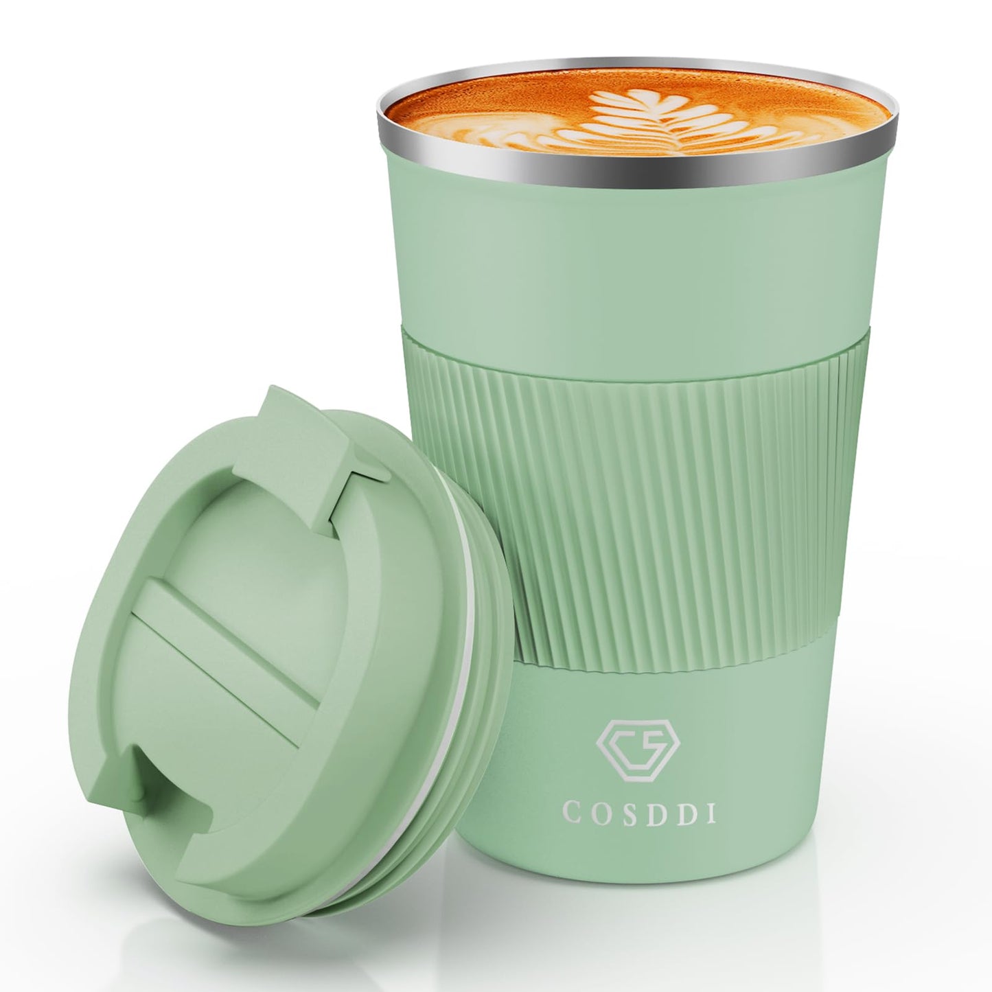 12 oz Stainless Steel Vacuum Insulated Tumbler - Coffee Travel Mug Spill Proof with Lid - Thermos Cup for Keep Hot/Ice Coffee,Tea and Beer (Green)
