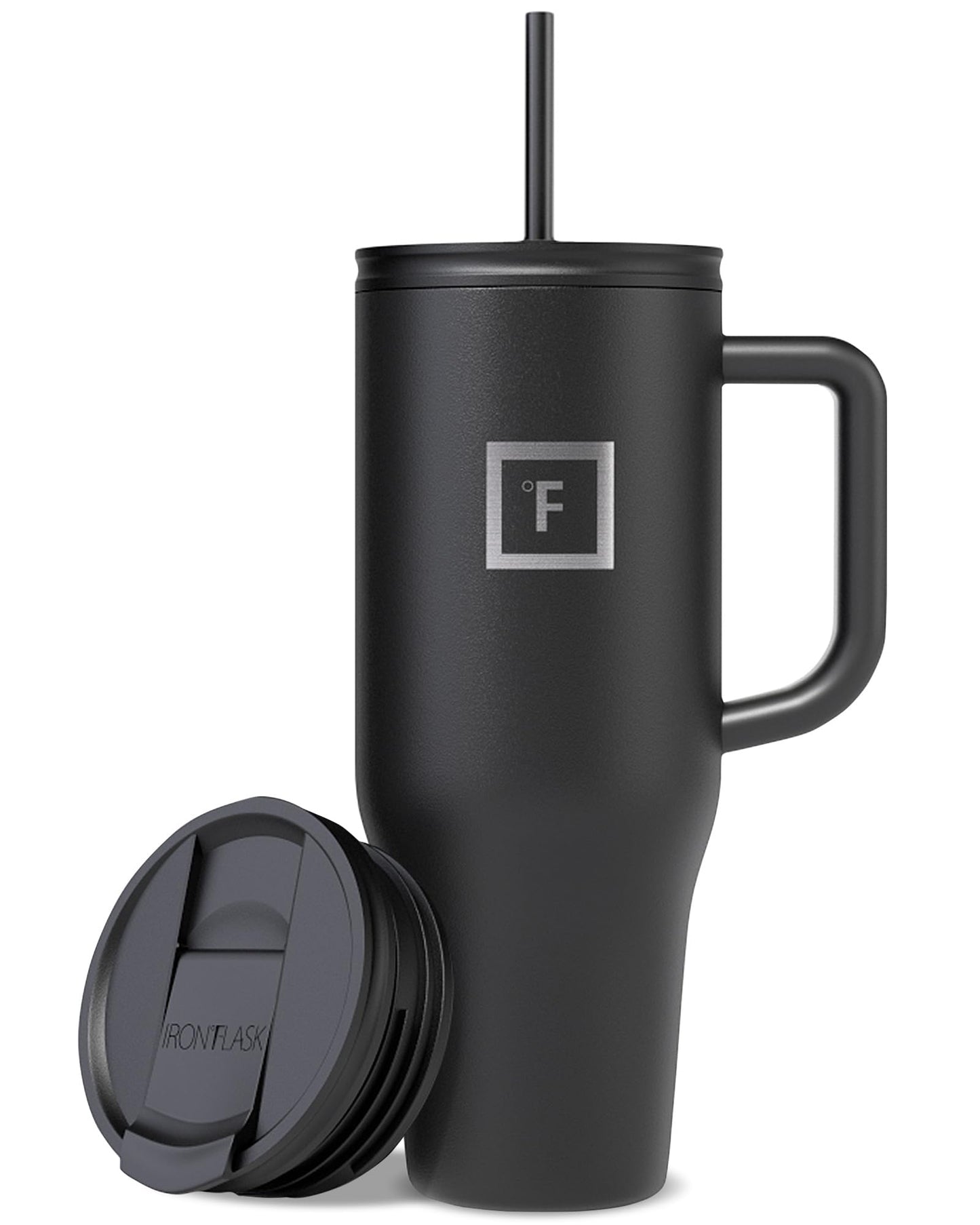 IRON °FLASK Co-Pilot Insulated Mug w/Straw & Flip Cap Lids - Cup Holder Bottle for Hot, Cold Drink - Leak-Proof - Water, Coffee Portable Travel Mug - Aurora, 32 Oz