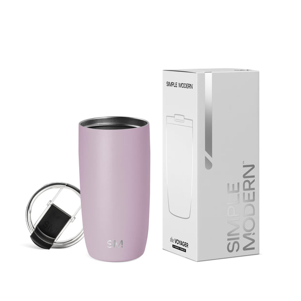 Simple Modern Travel Coffee Mug Tumbler with Flip Lid | Reusable Insulated Stainless Steel Cold Brew Iced Coffee Cup Thermos | Gifts for Women Men Him Her | Voyager Collection | 12oz | Almond Birch
