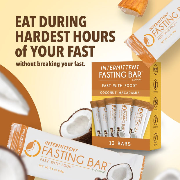 Prolon Fasting Bars | 5g Protein, 7g Fiber | Keto-Friendly, Gluten-Free, Dairy-Free, Plant-Based | Nutrition for Intermittent Fasting | Formulated to Not Break Your Fast | Coconut Macadamia Nut (24 Count)