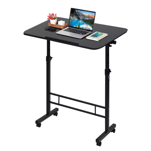 Small Standing Desk Adjustable Height,Rolling Computer Desk,Mobile Standing Desk with Wheels,Portable Stand Up Desk,Tall Computer Table,Adjustable Desktop Sit Stand Desk,Size 31.5x15.7 Inch White