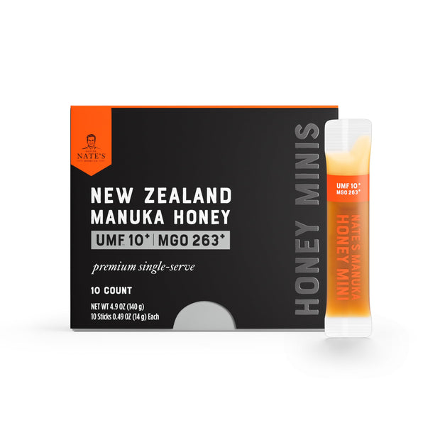 Nate's Raw Manuka Honey New Zealand MGO 263+ | UMF Certified 10+ | 17.6 oz Jar
