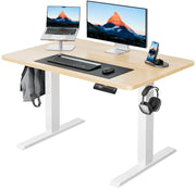 HUANUO 48" x 24" Electric Standing Desk Adjustable Height, 4 Memory Height Settings, Headphone Hook, Cable Manager, Sit Stand Up Desk for Home Office & Computer Workstation, Black