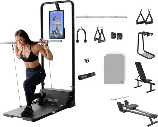 Gym Monster & Rowing Bench & Adjustable Weight Bench & Accessories Organizer & Smart PowerGrip Bundles