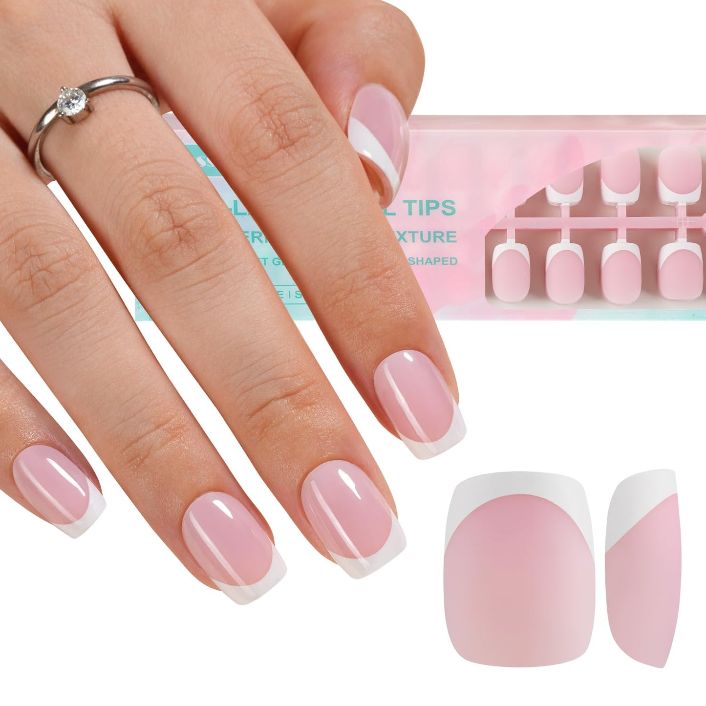 Misssix Deep French Gel Nail Tips, 150Pcs French Tip Press on Nails Long Square Brown, No Need to File 3 in 1 Tips Pre-lasting, Fake Nails for Nail Art DIY 15 Sizes