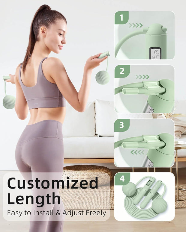 YOTTOY Skipping Ropes for Adults -Cordless Counter Jump Rope with Large Cordless Ball-Weighted Jump Rope for Women with LCD Display