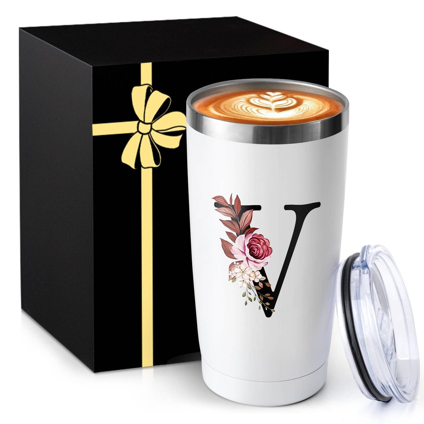 20 Oz Insulated Coffee Cup with Lid Car Tumbler Travel Mug Women Wife Husband Happy Birthday Wedding Romantic Gift Best Cool Day Personalized Unique Special Cute Custom Christmas Xmas Valentines Ideal
