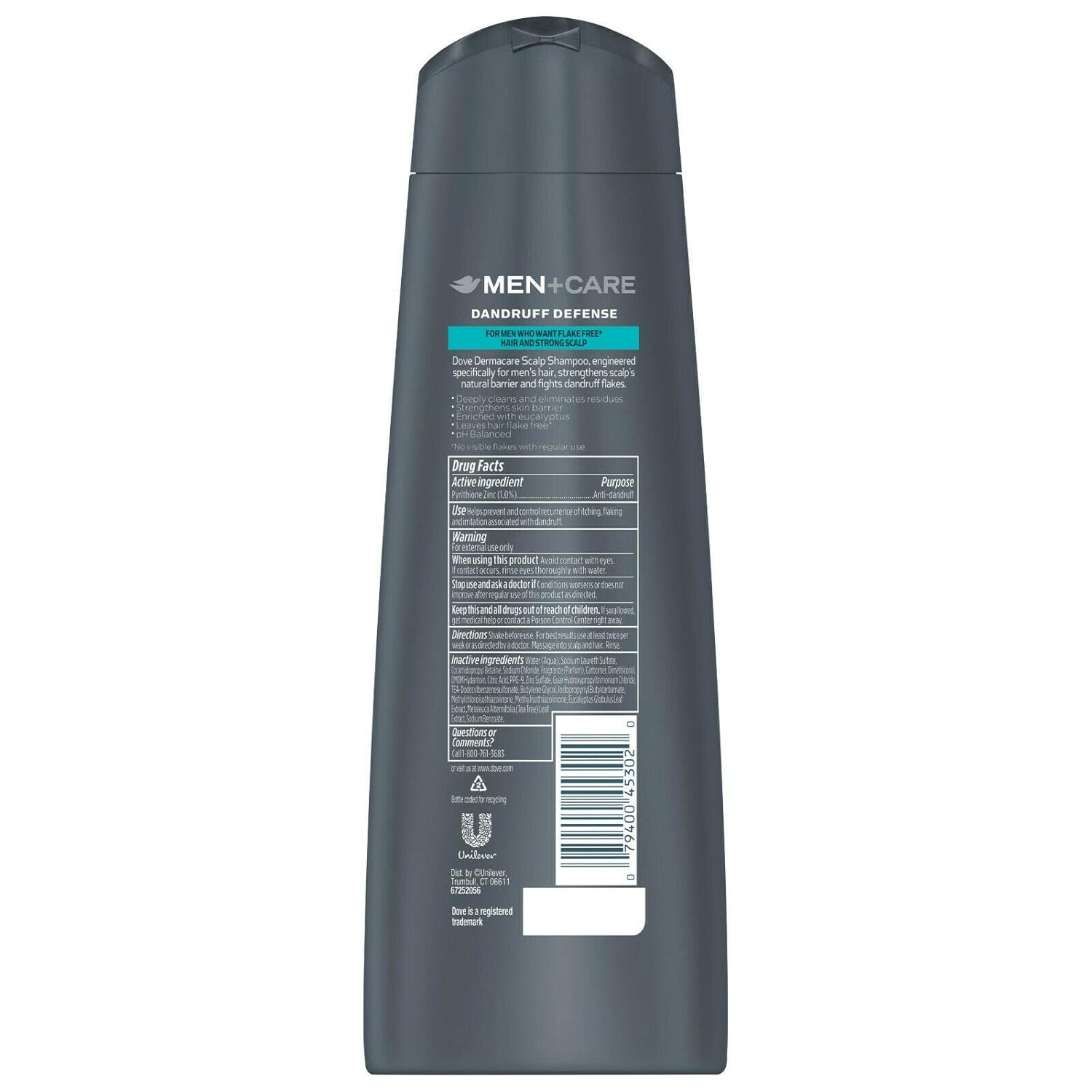 Dove Men+Care Dermacare Scalp 2 in 1 Shampoo & Conditioner Dandruff Defense 12 oz