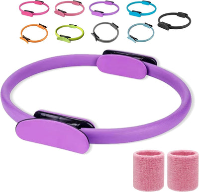 Pilates Ring Fitness Trainer, Pilates Ring Magic with Double Padded Handles, Pilates Ring Fitness Circle 14.96" Yoga Rings Magic Circle for Toning Arms
