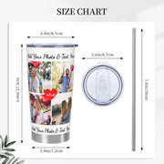 Personalized Tumblers with Pictures Lids and Straws 20 oz Custom Photo Stainless Steel Coffee Tumbler with Name Text Coffee Mug Cup Gifts for Christmas Anniversary Birthday for Dad Mom Friend