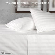 URBANHUT 1000 Thread Count Egyptian Cotton Sheets Damask Striped King Size, Long Staple Soft & Breathable, 4 Pc Bed Sheet Sets, Luxury Hotel Sateen Sheets Fits 16" Deep Pocket - White