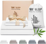 TWK Luxury Sheet Set, Genuine 100% Organic Viscose Derived from Bamboo, Cooling & Breathable, Silky Soft, Bedding Sheets & Pillowcases (White, King(78 * 80 * 15))
