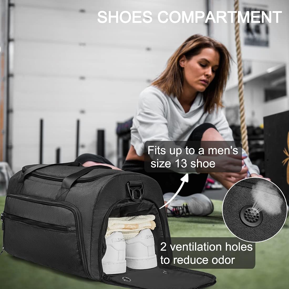 Gym Bag for Men Women, Small Fitness Workout Sports Bag with Wet Pocket & Shoes Compartment, Water Resistant Overnight Weekender Duffel Bag