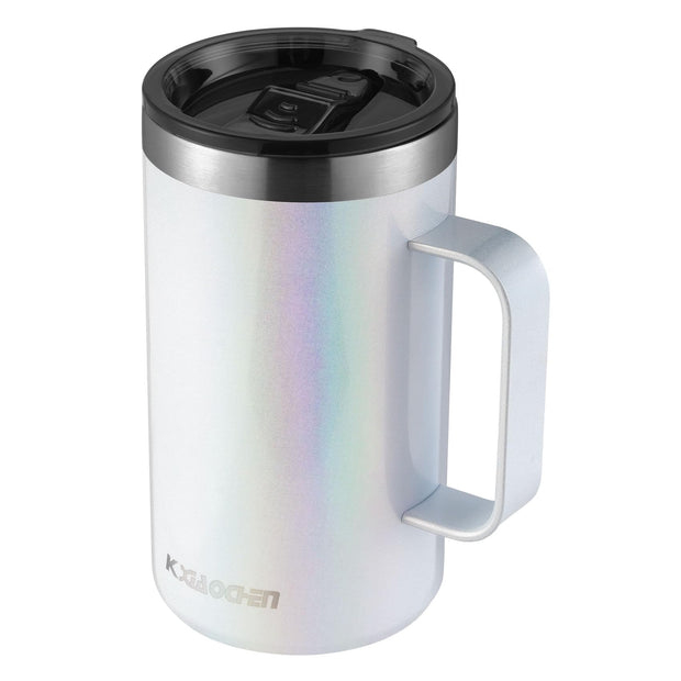 KXIAOCHEN 20oz Insulated Coffee Mug with Lid, Stainless Steel Coffee Cup, Double Wall Vacuum Coffee Tumbler with Handle, Premium Thermal Travel Coffee Mug (Navy Blue)