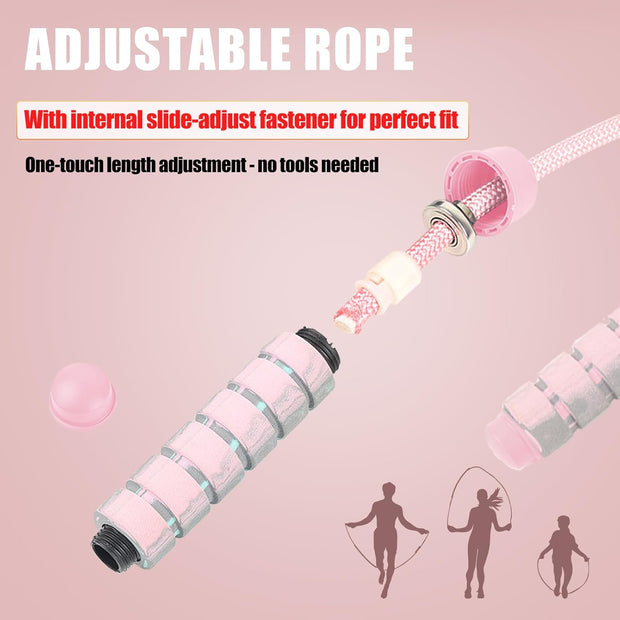 Jump Rope for Women & Men Adjustable Length Cotton Skipping Rope for Adults & Kids Workout Equipment for Weight Loss, Cardio, Boxing & Fitness Suitable for Home, Gym & School Use
