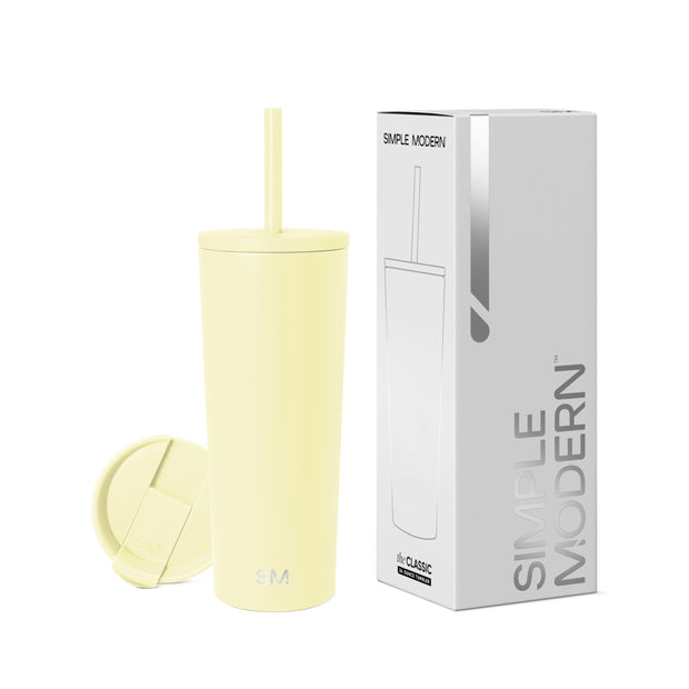 Simple Modern Insulated Tumbler with Lid and Straw | Iced Coffee Cup Reusable Stainless Steel Water Bottle Travel Mug | Gifts for Women Men Her Him | Classic Collection | 24oz | Midnight Black