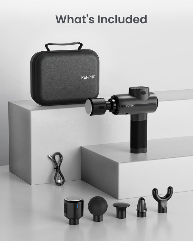 RENPHO Massage Gun Deep Tissue with Heat and Cold Head, Handheld Muscle Massager Therapy with Carry Case, Percussion Body Masajeador for Men Women Athletes Back Upgrade, Active Thermacool