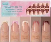 Misssix French Gel Nail Tips, 150Pcs French Tip Press on Nails Long Square Design, No Need to File Tips Pre-lasting, Fake Nails for Nail Art DIY 15 Sizes