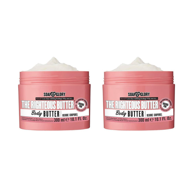 Soap & Glory The Righteous Moisturizing Body Butter - Hydrating Vegan Body Moisturizer for Dry Skin with Shea Butter, Vitamin E & Rosehip Seed Oil - Rich Cream for Women & Men (300ml)